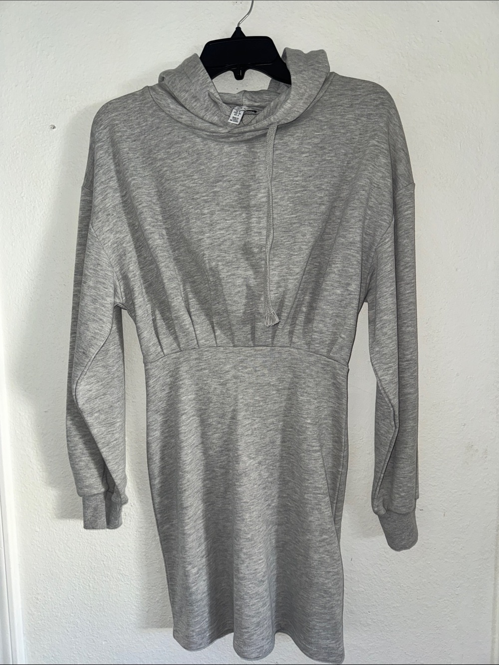 Topshop Light Grey Long Sleeve Hoodie Dress